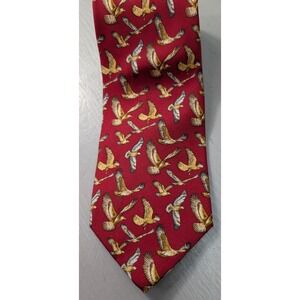 Beaufort The‎ Rack Men's 100% Silk Necktie Eagle Bird Print Burgundy Red Italy